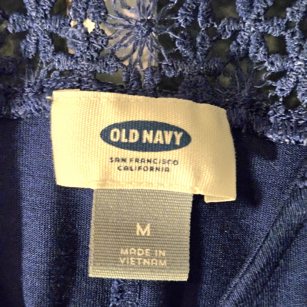 Old Navy Navy Blue Crochet Lace Back Sleeveless Tank Top - Size Medium M - Picture 4 of 5